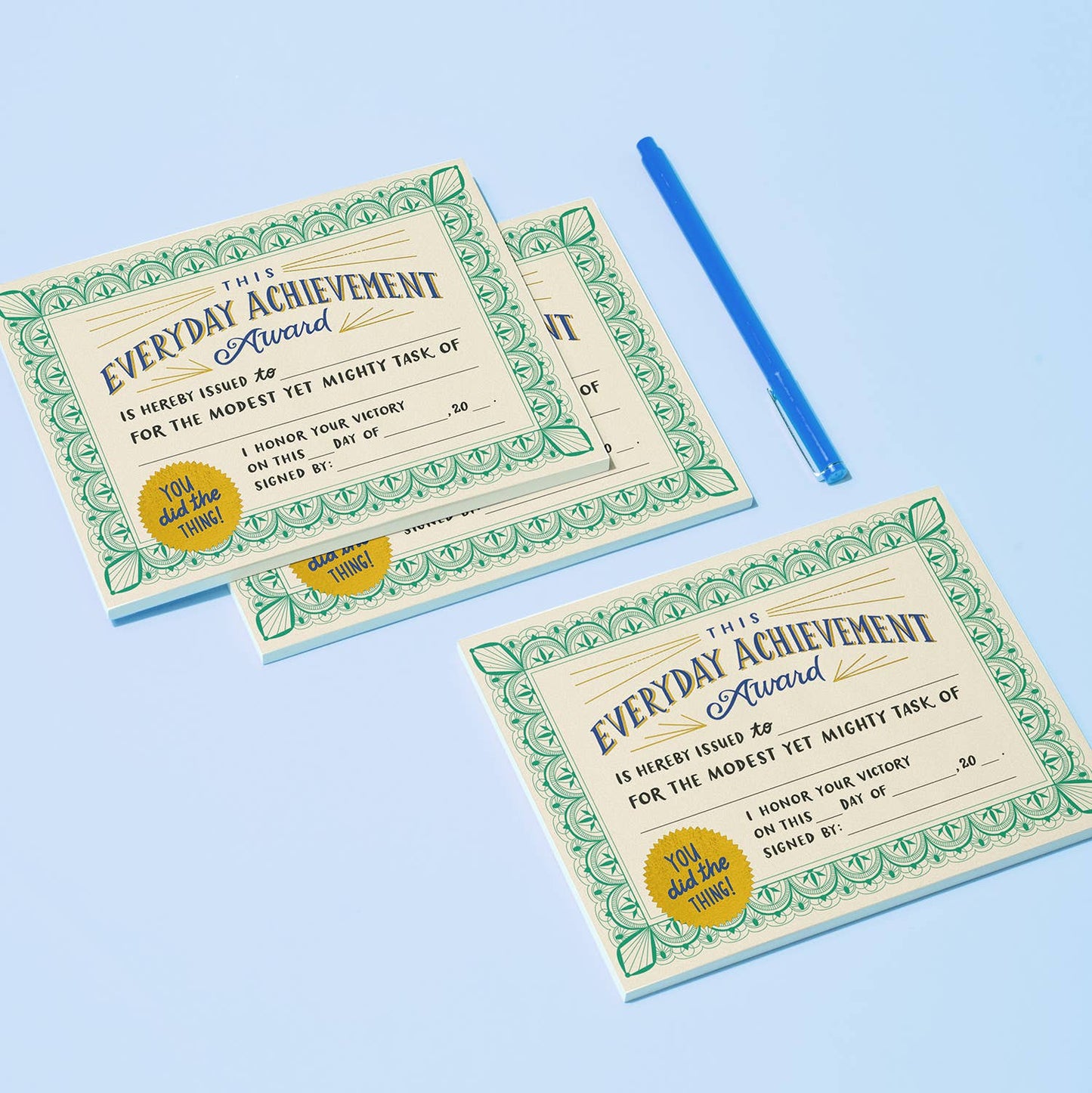Certificate Notepad; Everyday Achievement Award