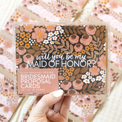 Elyse Breanne Bridesmaid Proposal Cards; Retro Floral | Wedding (Set of 10)
