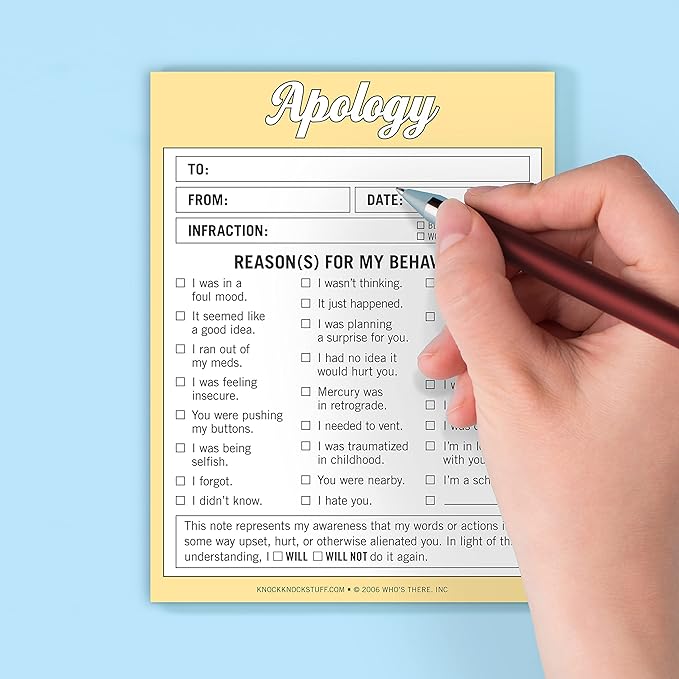 Nifty Notepad; Apology (Yellow, 50 Sheets)