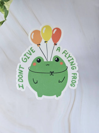 Cute and Funny Frog Sticker, I Don't Give a Flying Frog