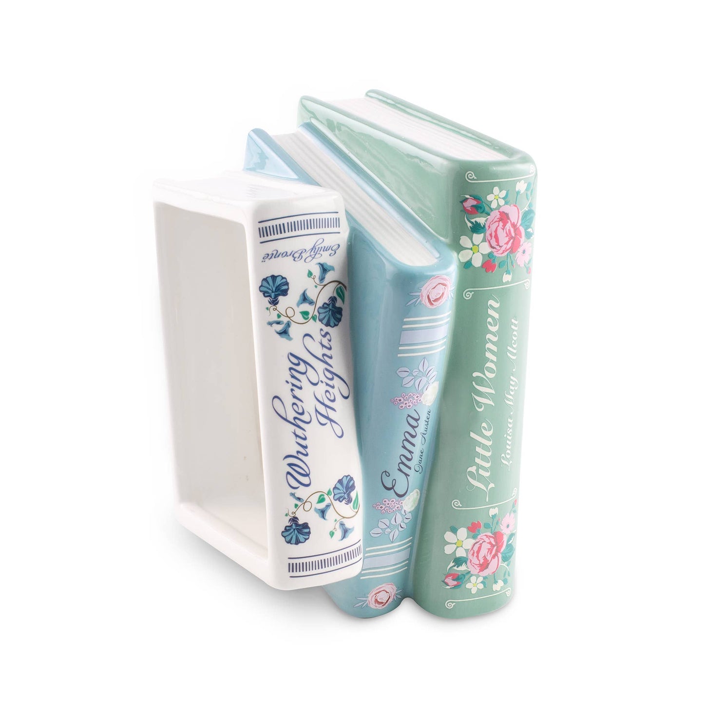 Ceramic Planter; Stacked Books