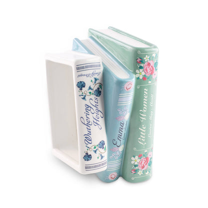 Ceramic Planter; Stacked Books