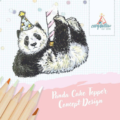 Camp Hollow Cake Topper; Panda (Hand-Painted Porcelain)