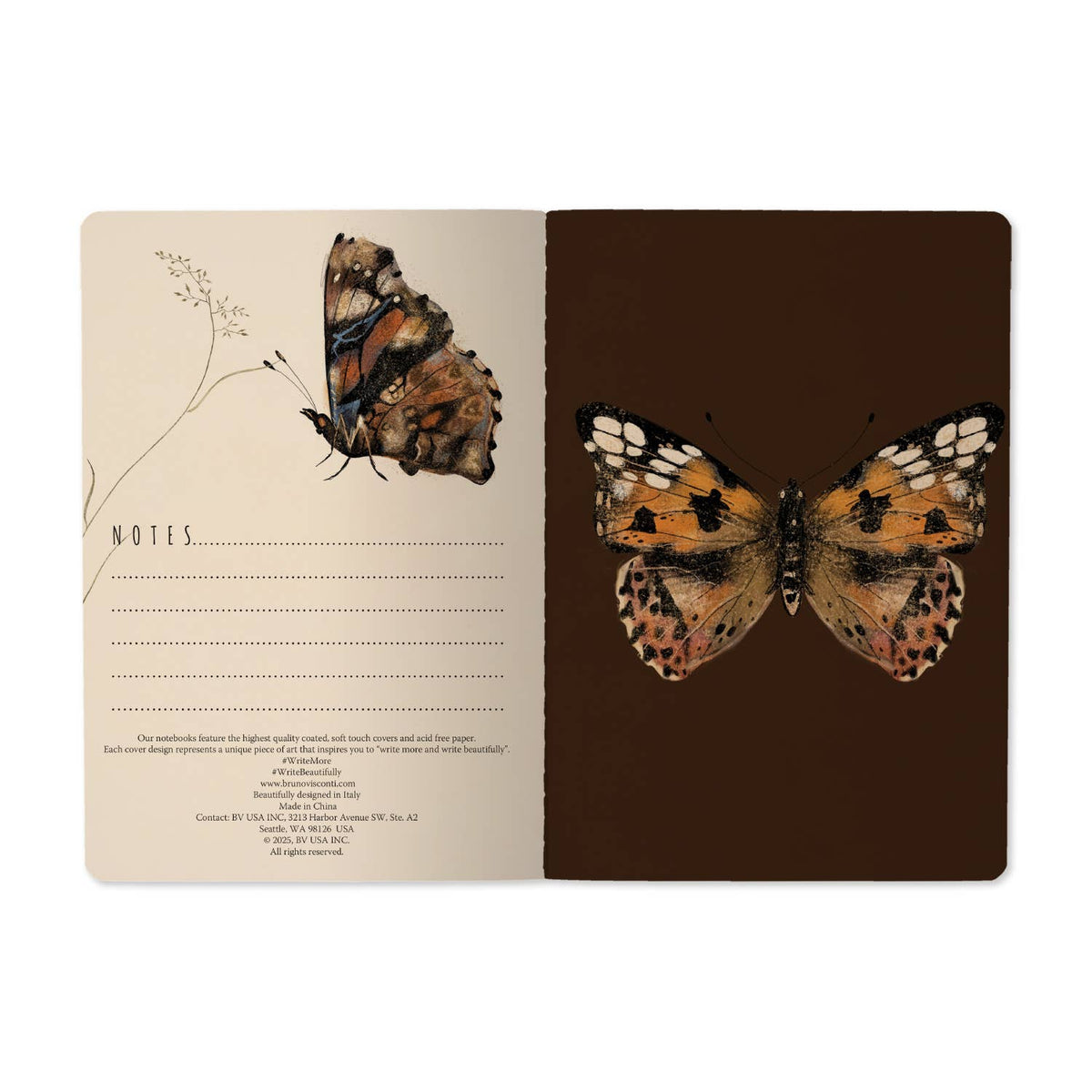 A5 Notebook; Butterflies on Blush | BV by Bruno Visconti