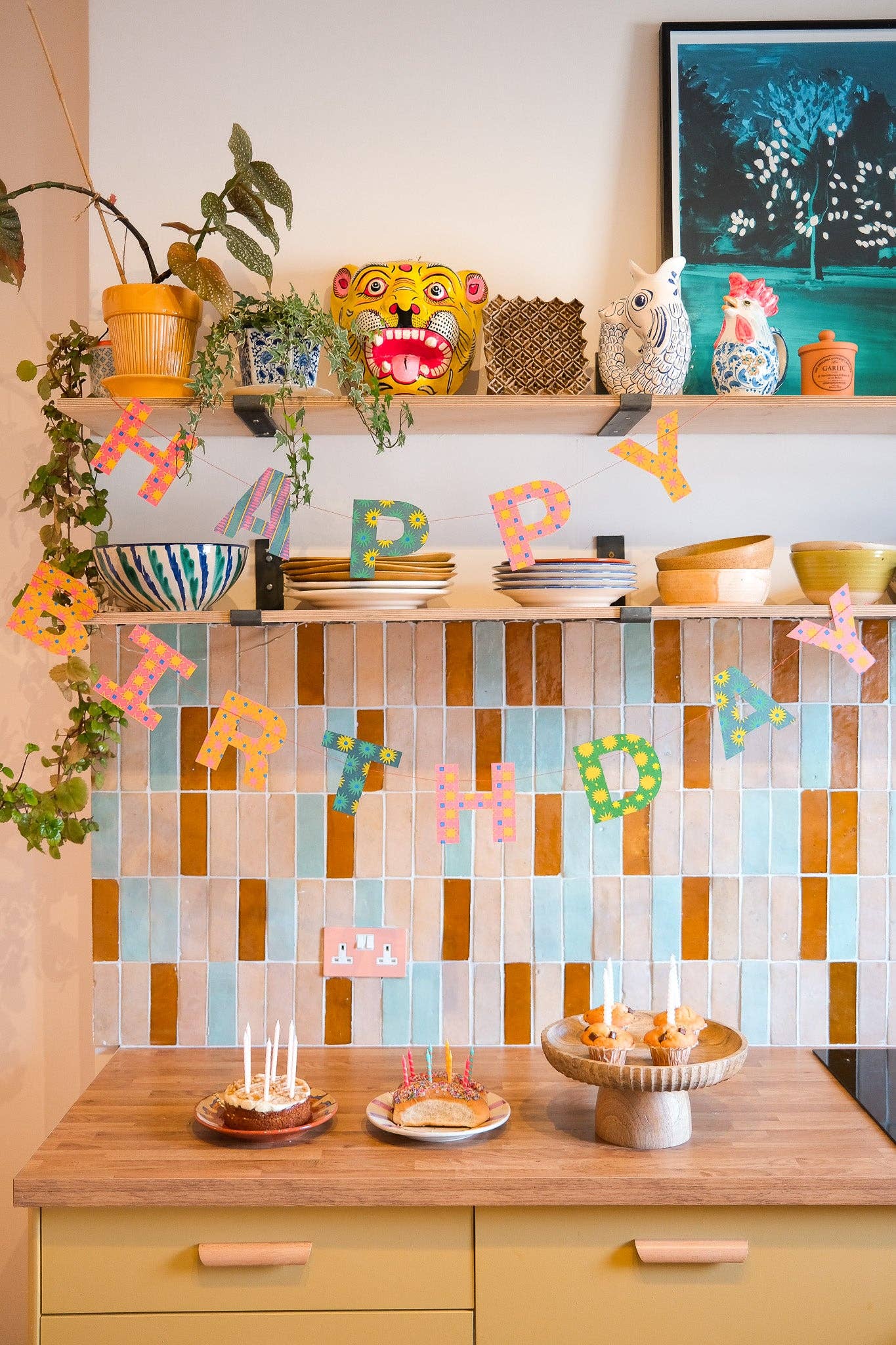 Sewn Garland; Bright Happy Birthday