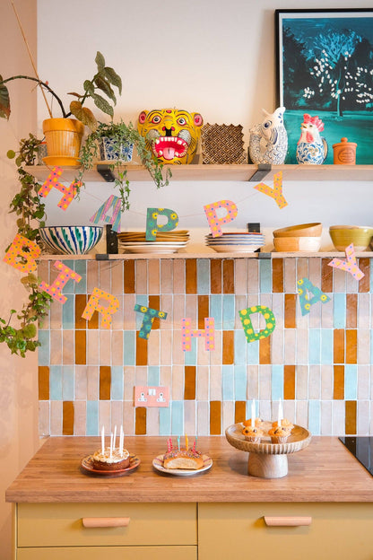 Sewn Garland; Bright Happy Birthday