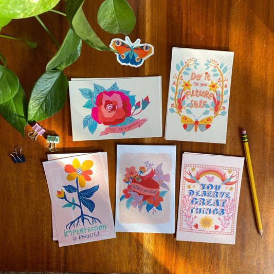 Postcard Set; Positive Affirmations (10 postcards) By Dream Folk Studio