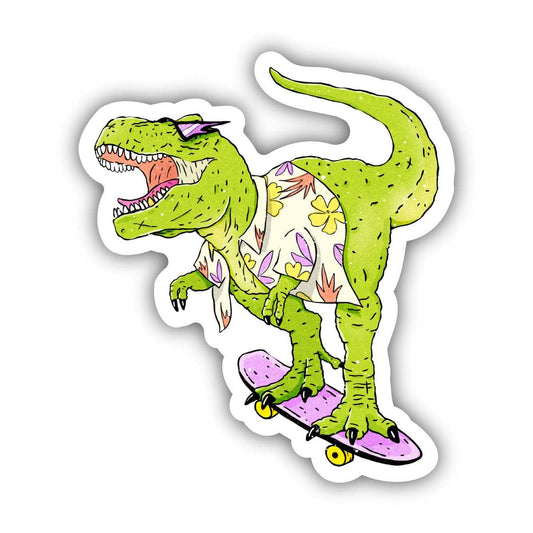 Vinyl Sticker; Rad Skateboard T-Rex Dinosaur