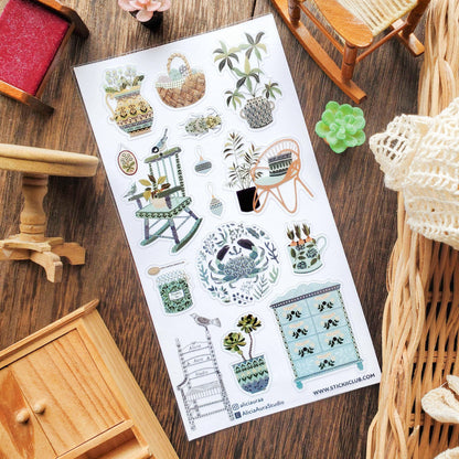 Sticker Sheet; Serene Botanical Home