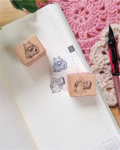 Wood Stamp; Literary Kitty | CC's Art Café