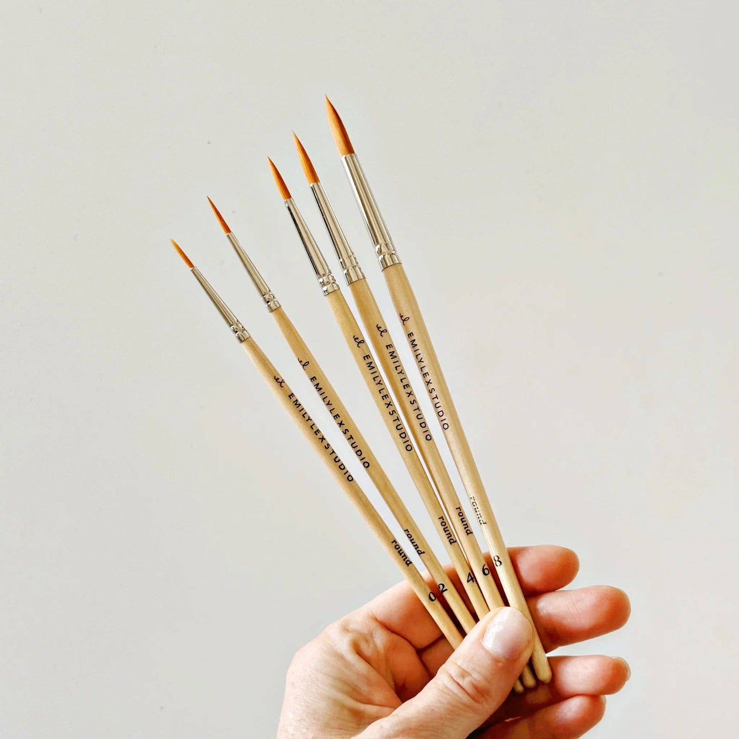 Emily Lex Watercolor Paintbrush Set; Five Wood Brushes