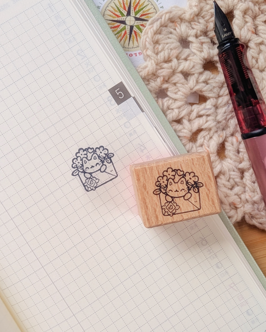 Wood Stamp; Happy Kitty Mail | CC's Art Café