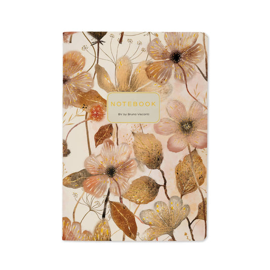 A5 Notebook; Blush and Golden Flowers - BV by Bruno Visconti