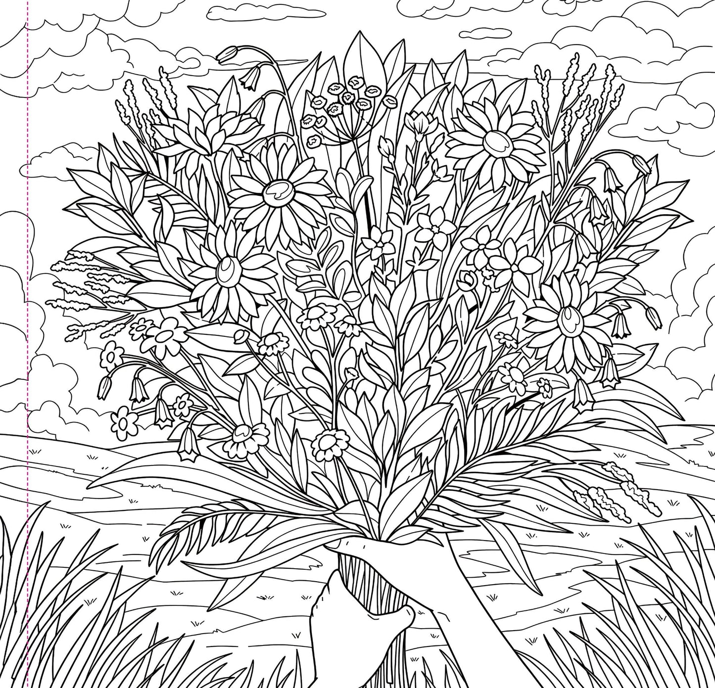 Adult Coloring Book; Wildflowers