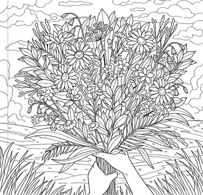 Adult Coloring Book; Wildflowers