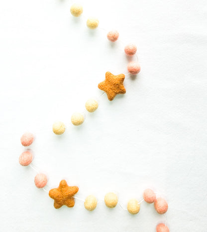 Felt Garland; Boho Star Ball (Handcrafted, Wool)