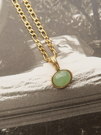 Necklace; Winslow Green Stone Pendant Chain (Non-Tarnish)
