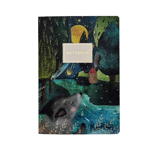 A5 Notebook; The Wolf Cub & The Moon - BV by Bruno Visconti