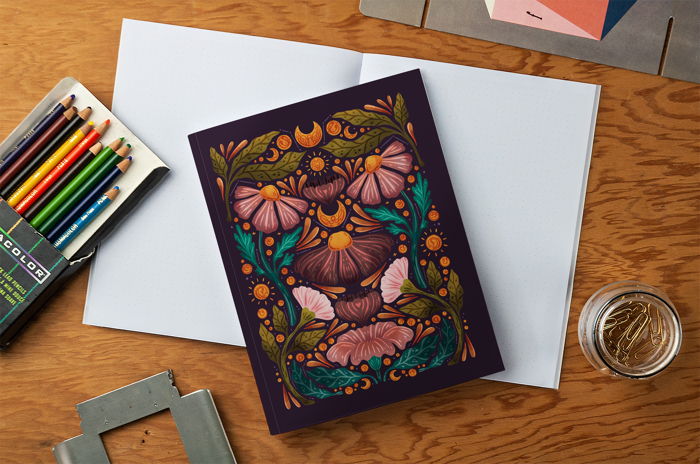 Notebook; Midnight Blooms (Medium Layflat)