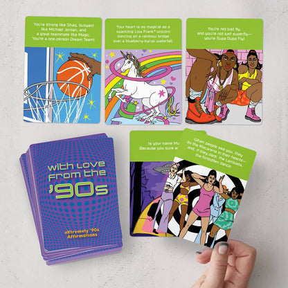 Affirmation Cards Deck; Totally 90's (50+ Cards)
