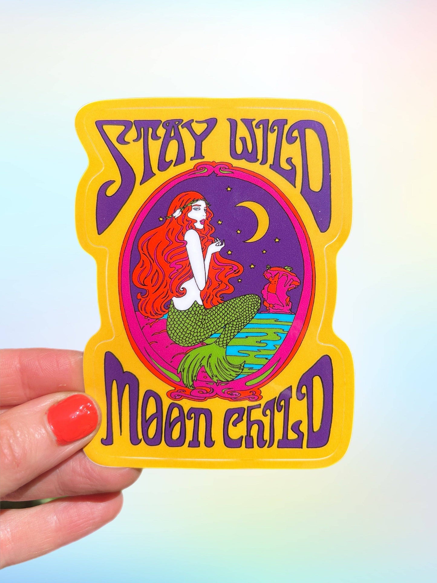 Vinyl Sticker; Stay Wild Moon Child Mermaid (3 Inch)