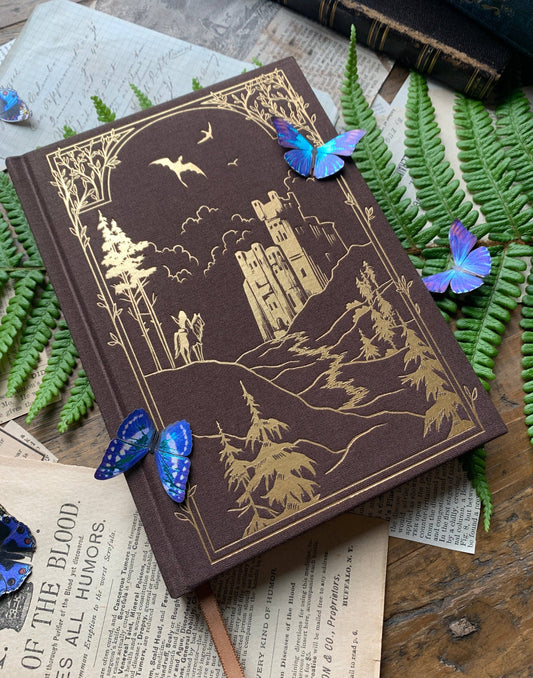 Hardcover Notebook; The Wanderer (Gold, B6 Vegan Dot Grid Notebook, 100gsm Ivory Paper)