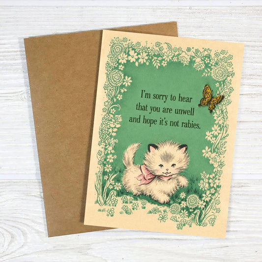 Get Well Card; Hope It’s Not Rabies | Bad Betty Greeting Co.