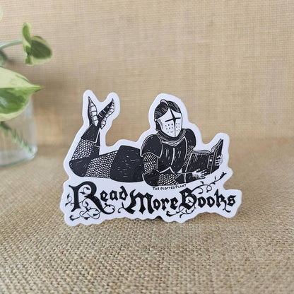 Read More Books Sticker, Knight Reading Book