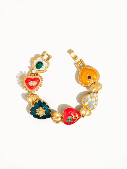 Bracelet; Elysian 18K Gold Boho Baroque Heart