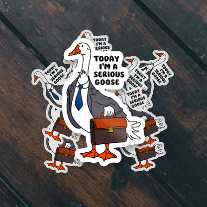 Serious Goose Vinyl Sticker | Sticker Bull
