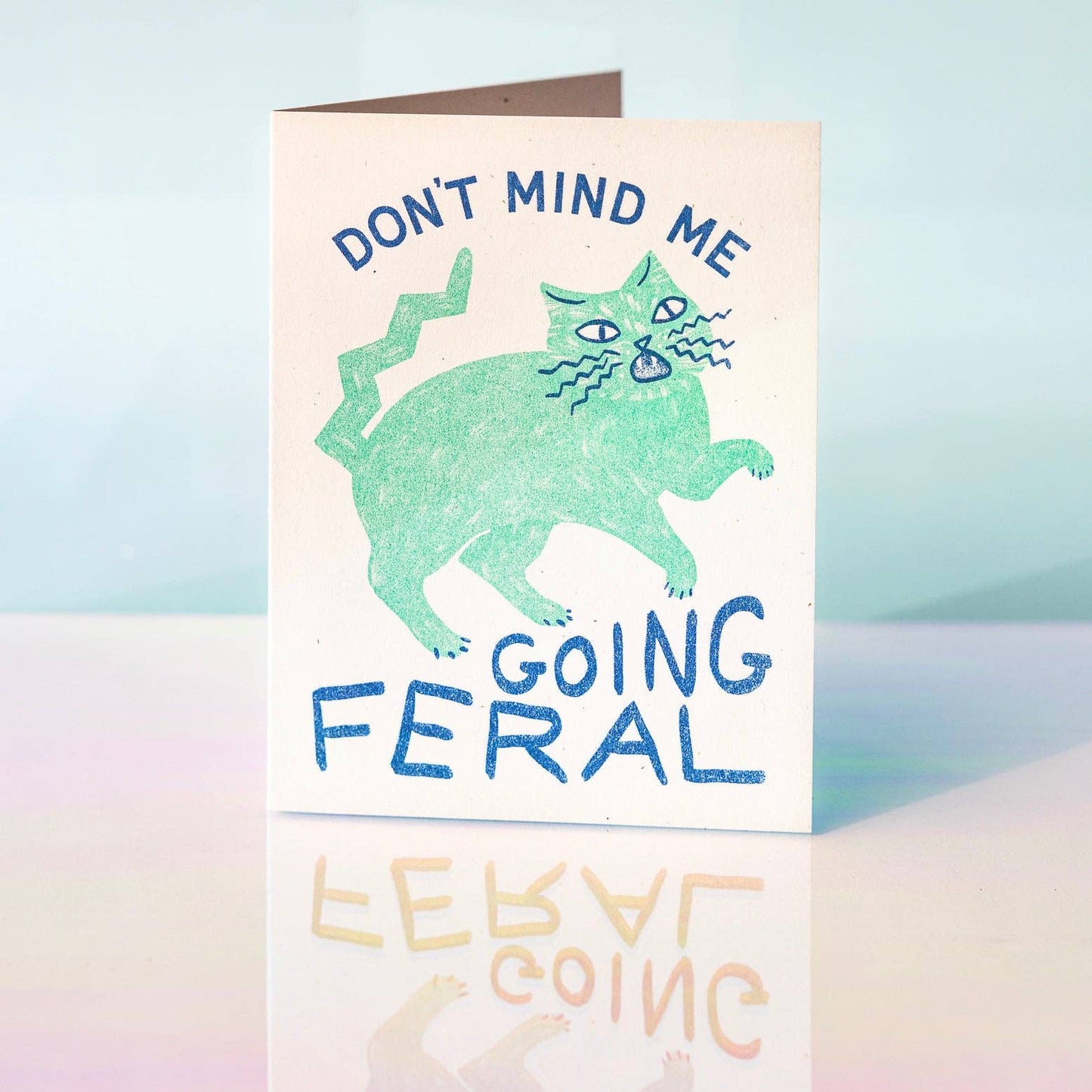 Greeting Card; Going Feral Cat (Risograph Card)