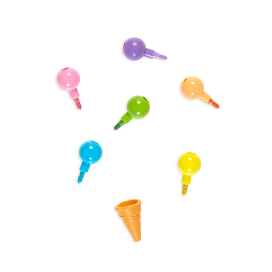 Ooly Erasable Stacking Crayons; Rainbow Scoops,Vanilla Scented (Set of 6)