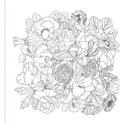 Adult Coloring Book; Wildflowers