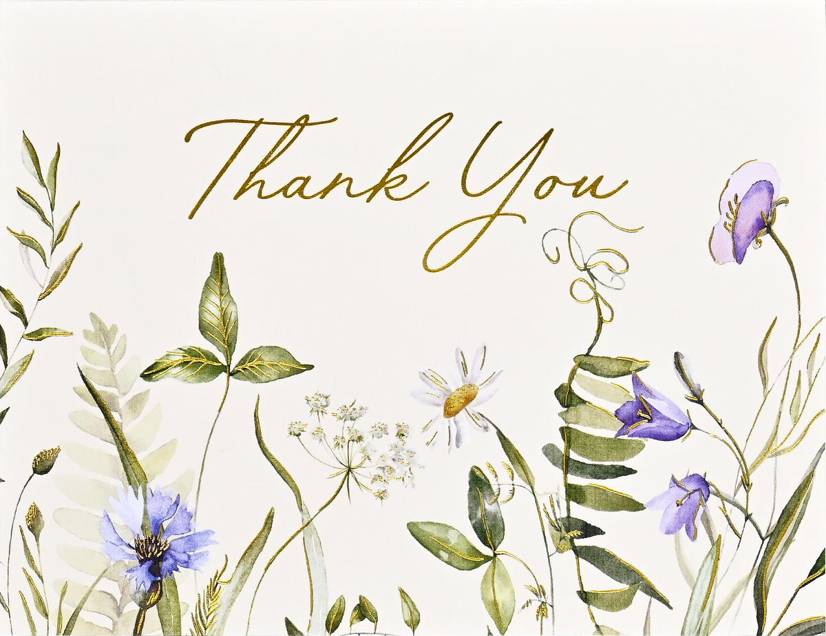 Premium Thank You Note Card Set; Wildflowers