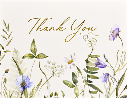 Premium Thank You Note Card Set; Wildflowers