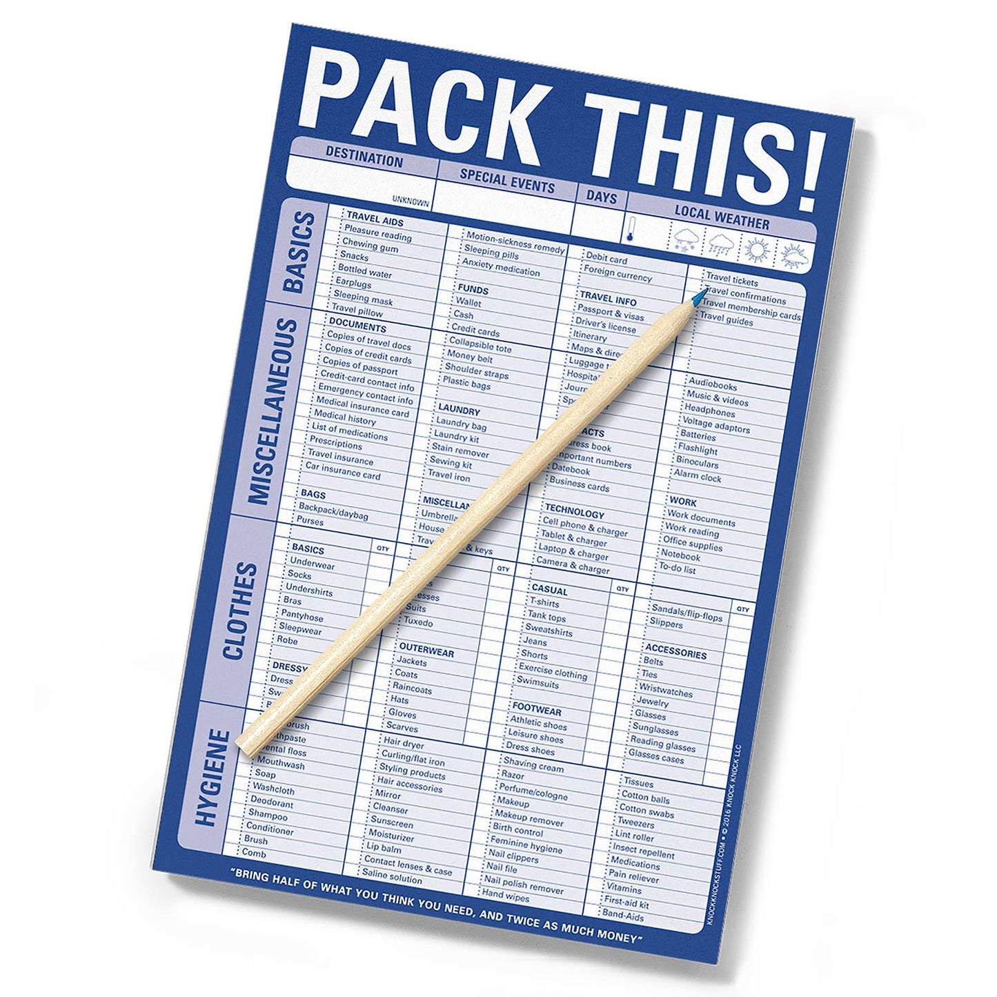 Notepad; Pack This! (Blue, 60 Sheets)