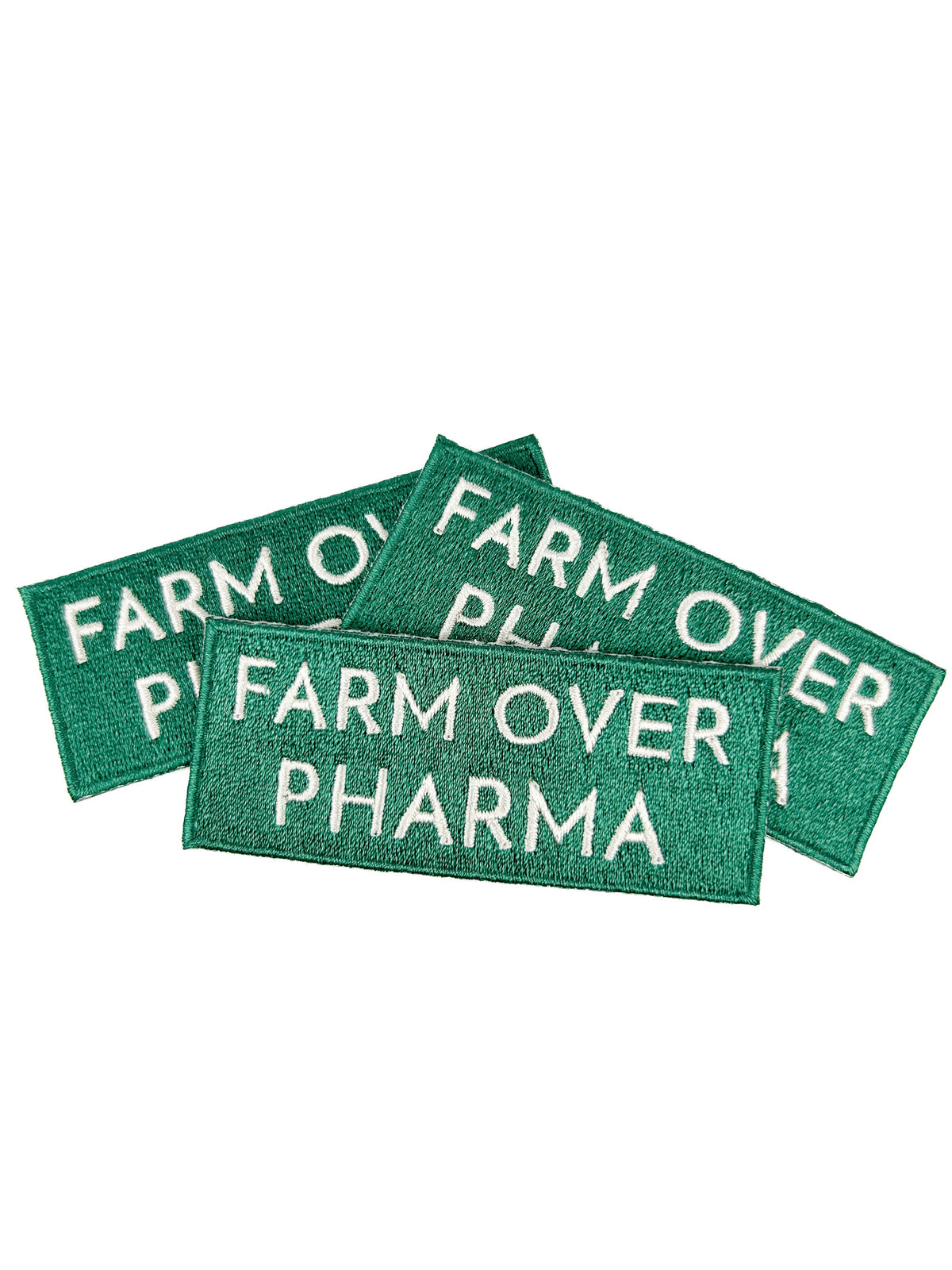 Iron-On Patch; Farm Over Pharma | Field Trip Threads