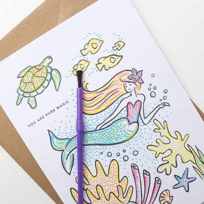 Greeting Card; Mermaid (Paint With Water)