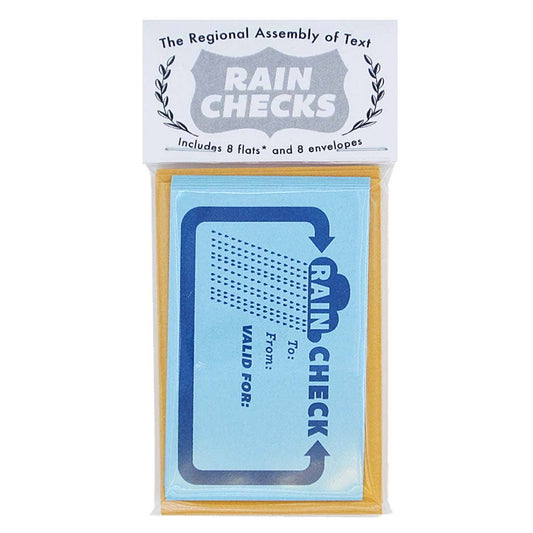 Notecard Set; Rain Checks (8 Flat Note Cards + 8 Envelopes)