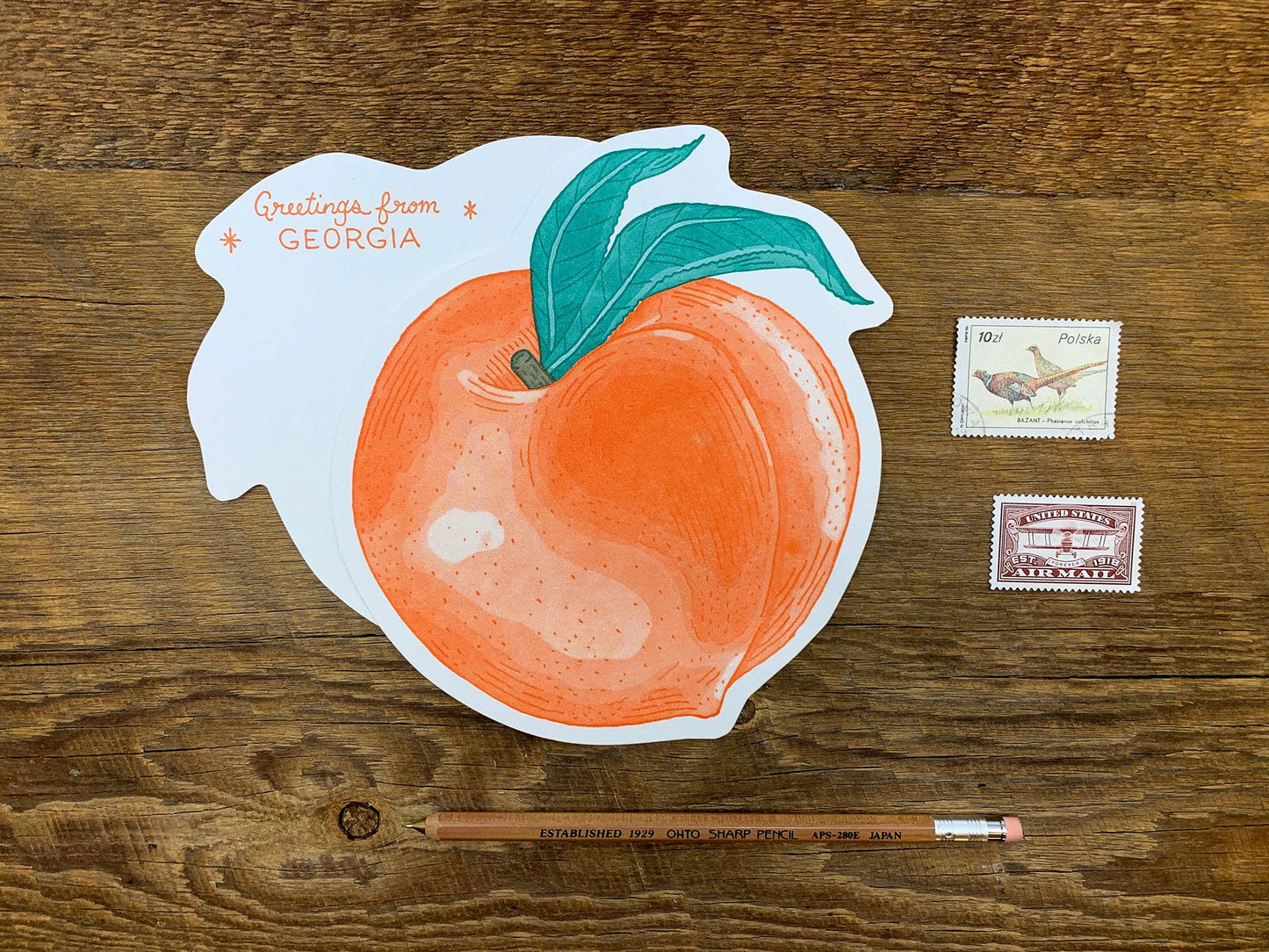 Postcard; Peach (Large Cut-Out)