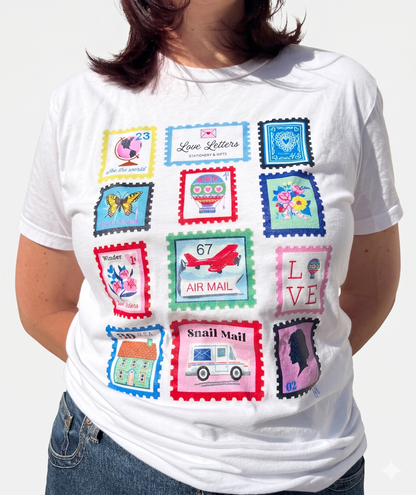 Love Letters Casual Tee; Stamps - Made by Shellie