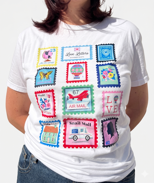 Love Letters Casual Tee; Stamps - Made by Shellie