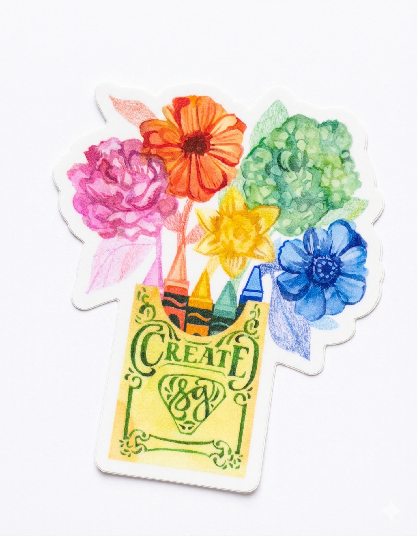 Vinyl Sticker; Create Crayons & Flowers - Made By Shellie
