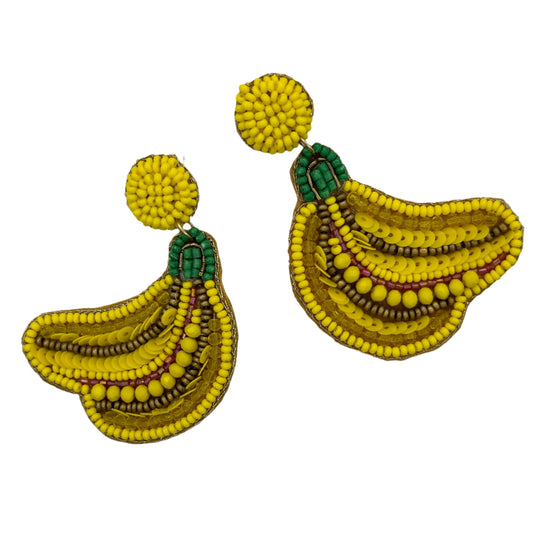 Beaded Earrings; Seed Bead Bananas By Viola