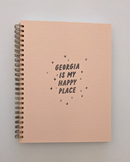Spiral Notebook; Georgia is My Happy Place (Seashell Cover)