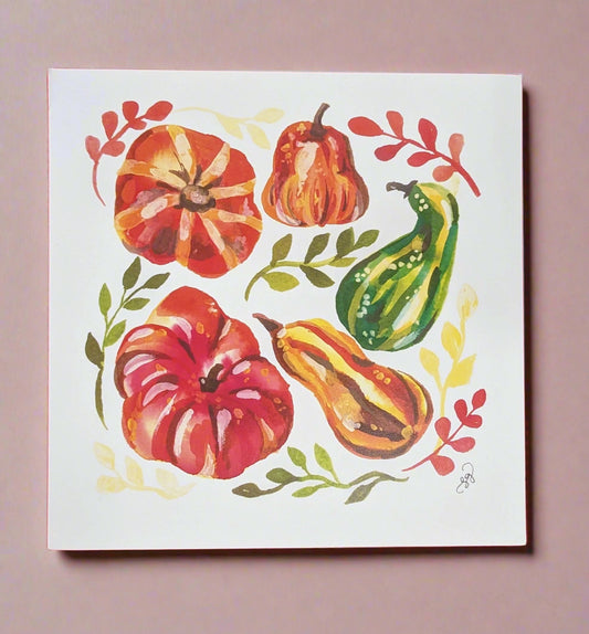 Art Print; Autumn Gourds (7"x7") - Made By Shellie