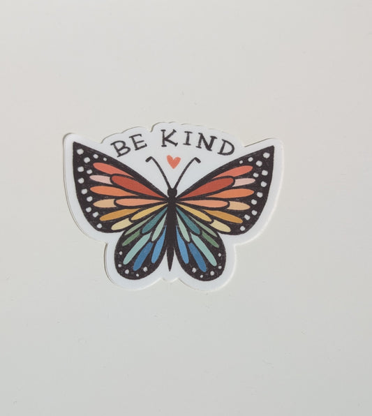 Vinyl Sticker; Be Kind Rainbow Butterfly