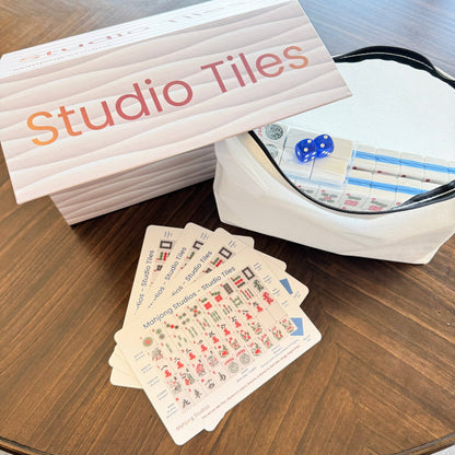 Mahjong Studios Studio Tiles Mahjong Set | 166 Tiles Blue Bundle with Clear Racks
