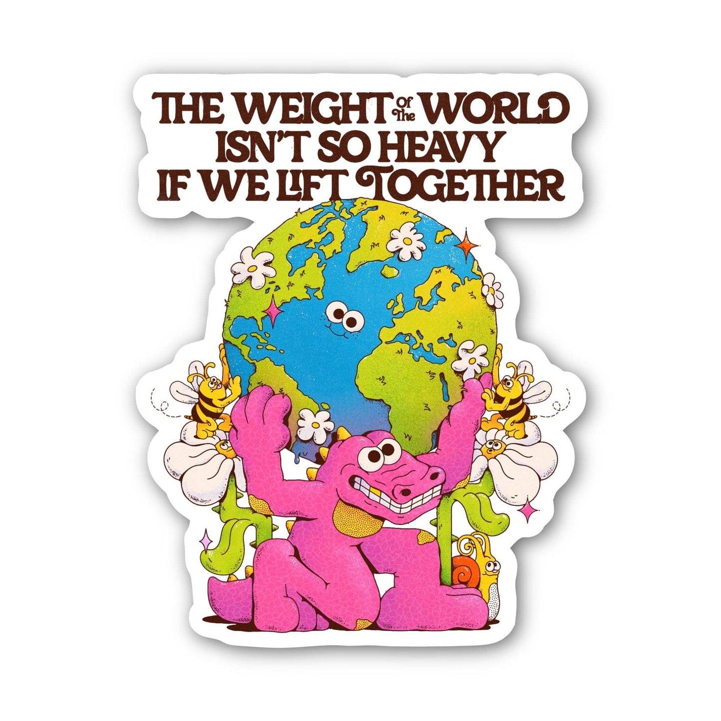 Vinyl Sticker; Lift Together (Alligator, World, Inspirational)