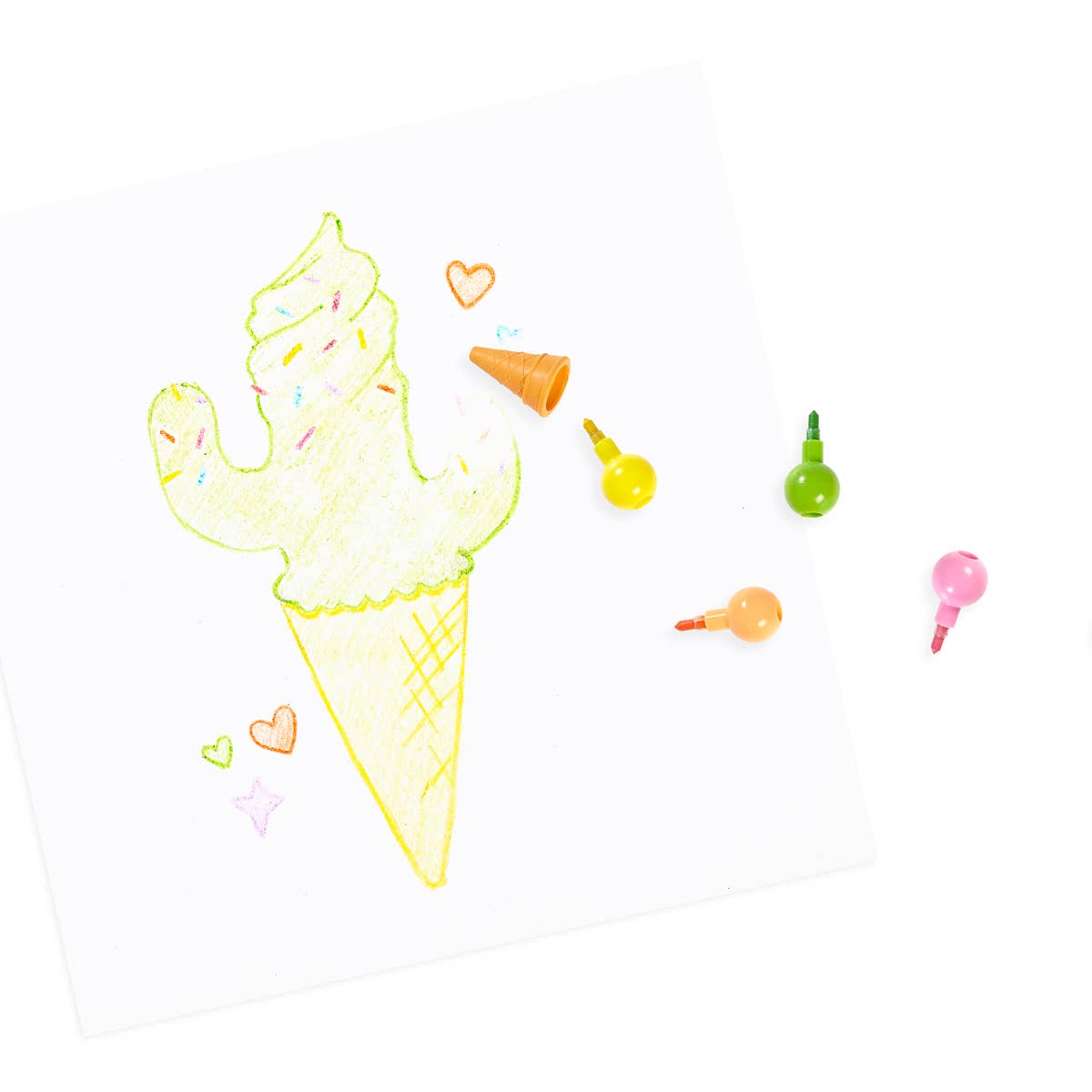 Ooly Erasable Stacking Crayons; Rainbow Scoops,Vanilla Scented (Set of 6)